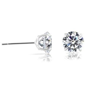 7mm 14K WHITE GOLD CZ Woman's Screw Stud Earrings
